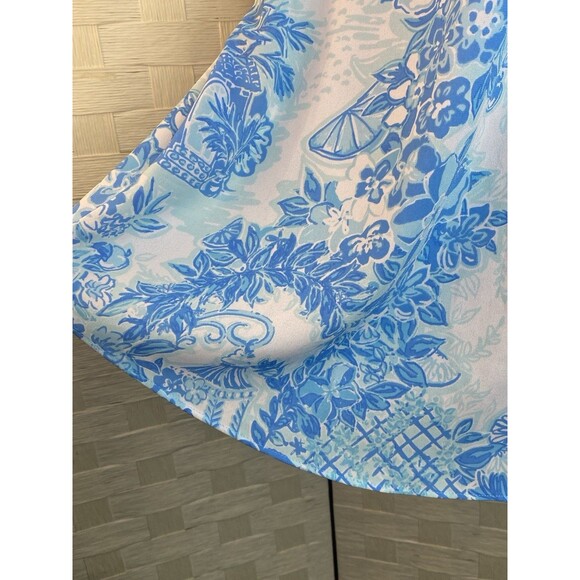 Lilly Pulitzer Size Large Blue Toile Me White Chiffon, ballon 3/4 sleeve. - Picture 11 of 14